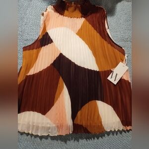 Worthington Brown and Orange Sleeveless Blouse